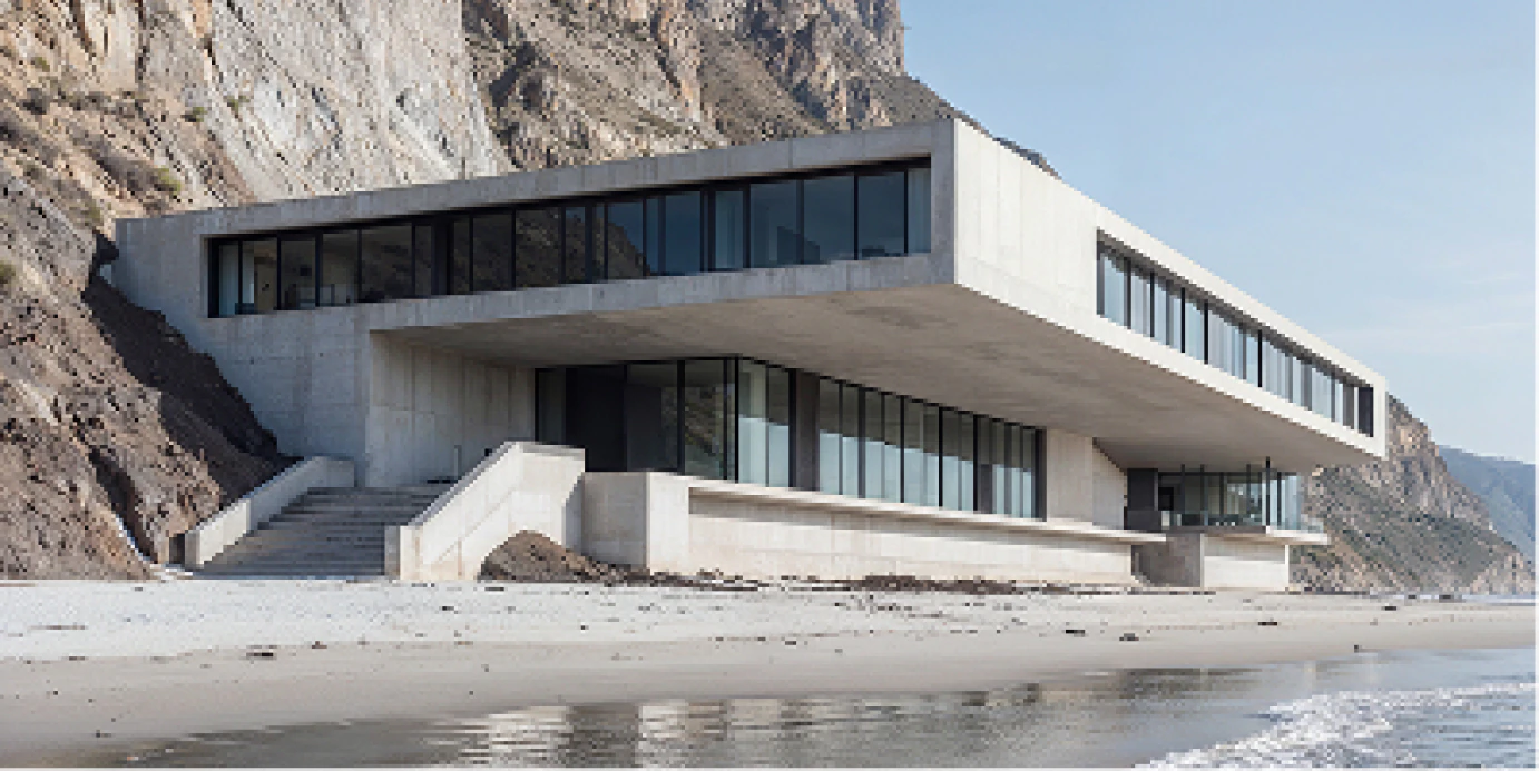 Exterior architectural render before AI upscaling